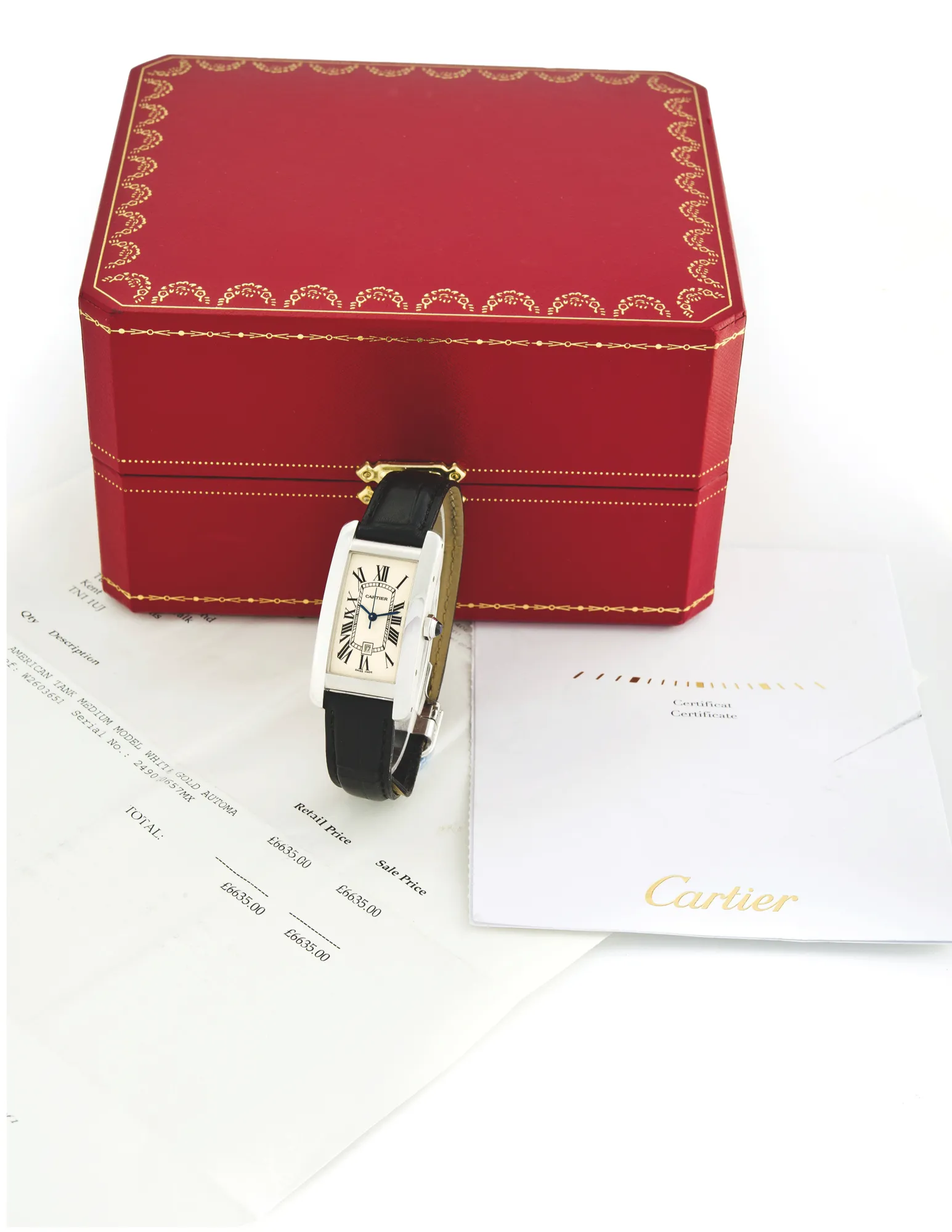 Cartier Tank 2490 22.5mm White gold Silver