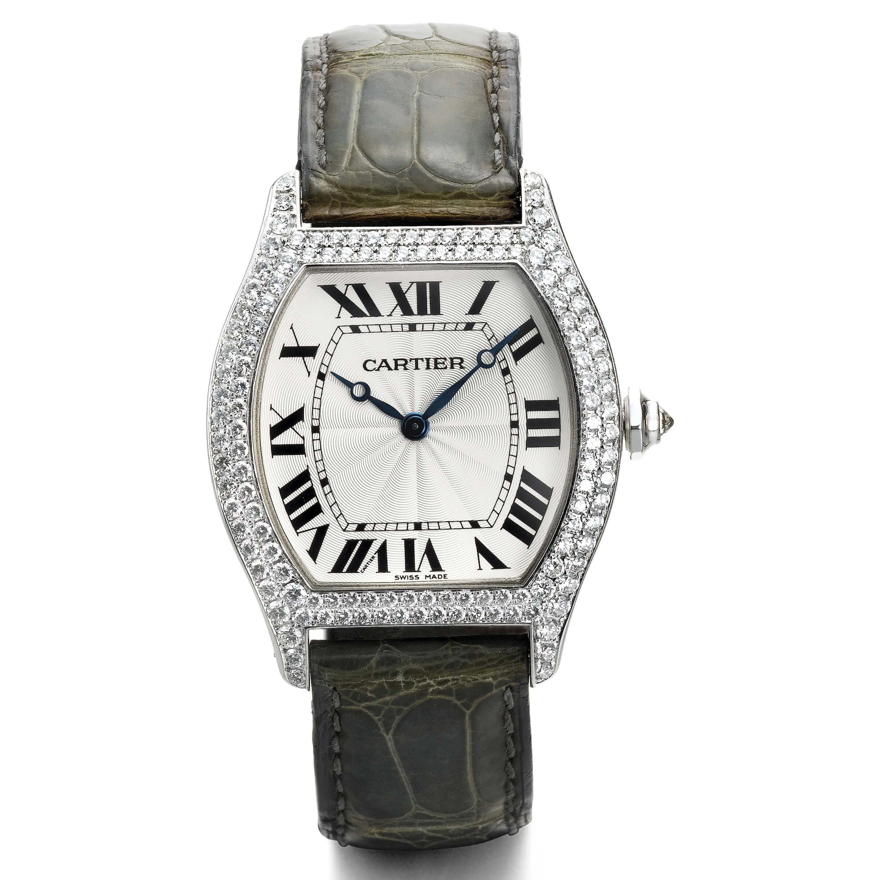 Cartier Tonneau 2497 34mm White gold Silver