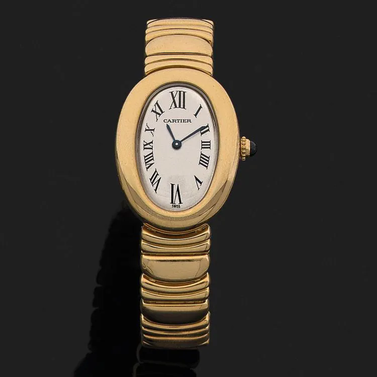 Cartier Baignoire 1952 23mm Yellow gold Silver