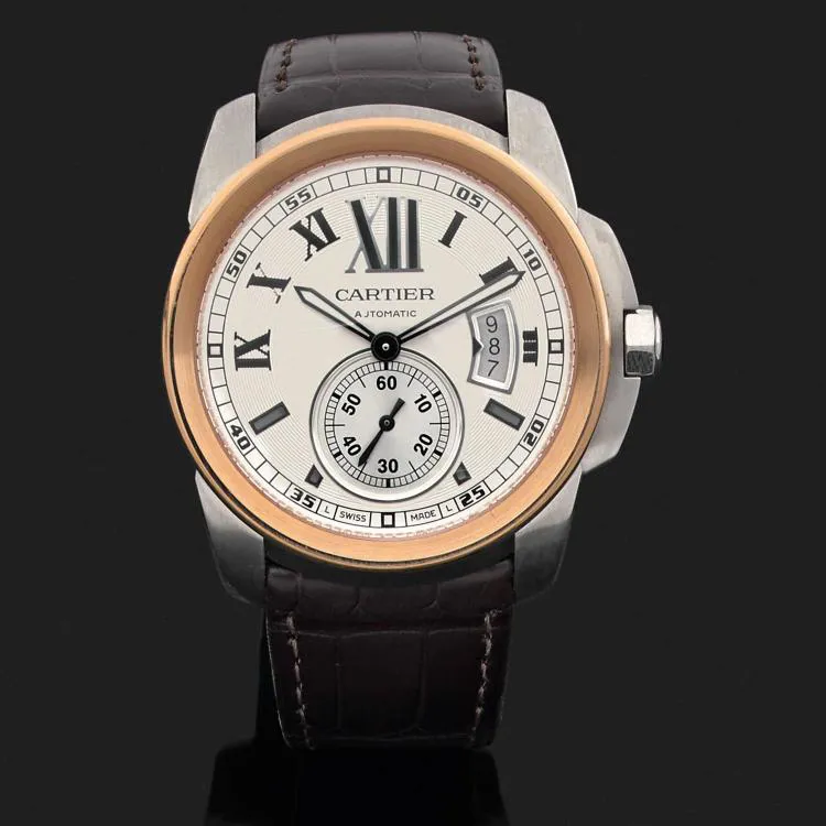 Cartier Calibre de Cartier 3389 42mm Stainless steel and Gold-plated Silver