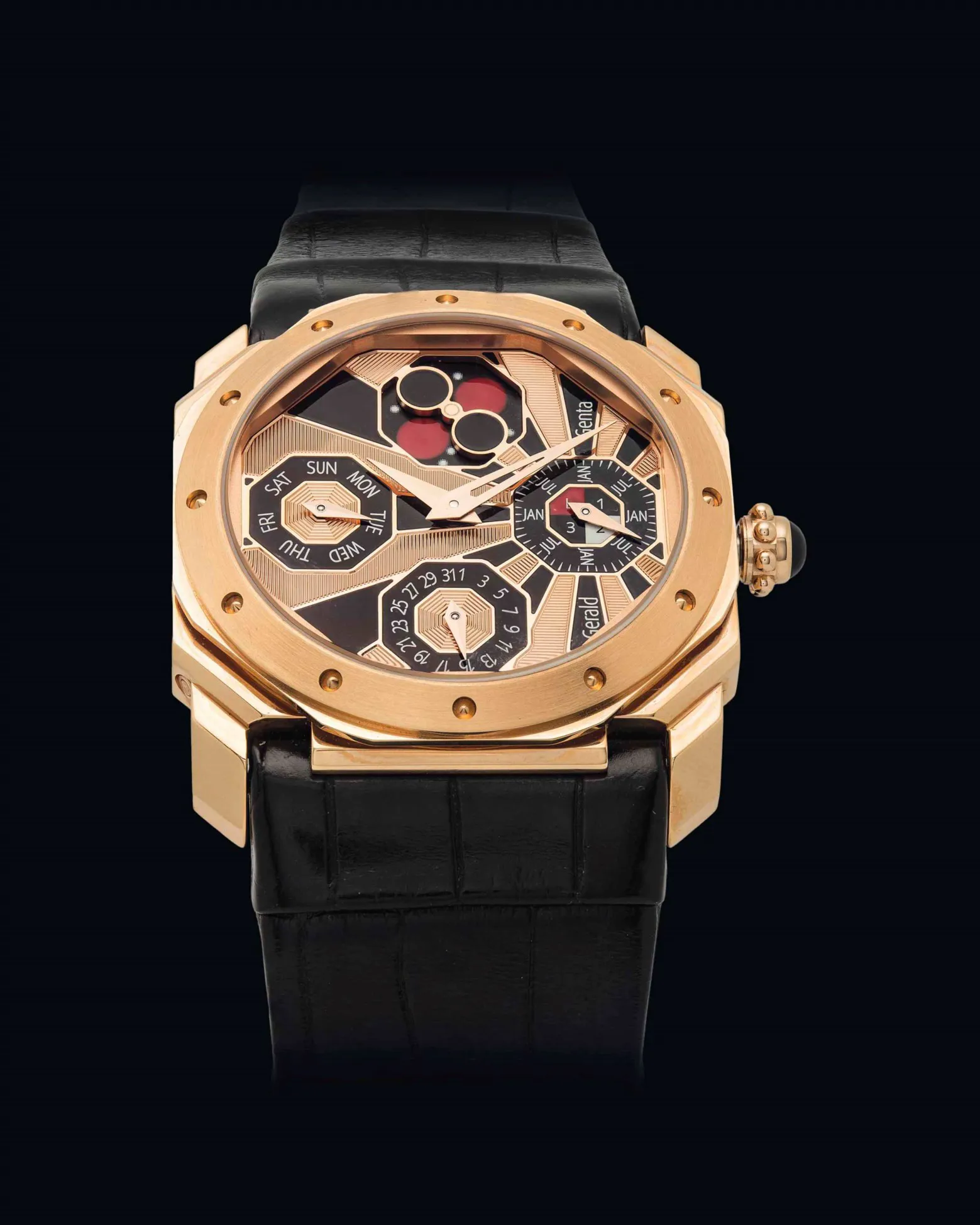 Gérald Genta Octo Perpetual Calendar OQM.Y.50 45mm Rose gold Black lacquer