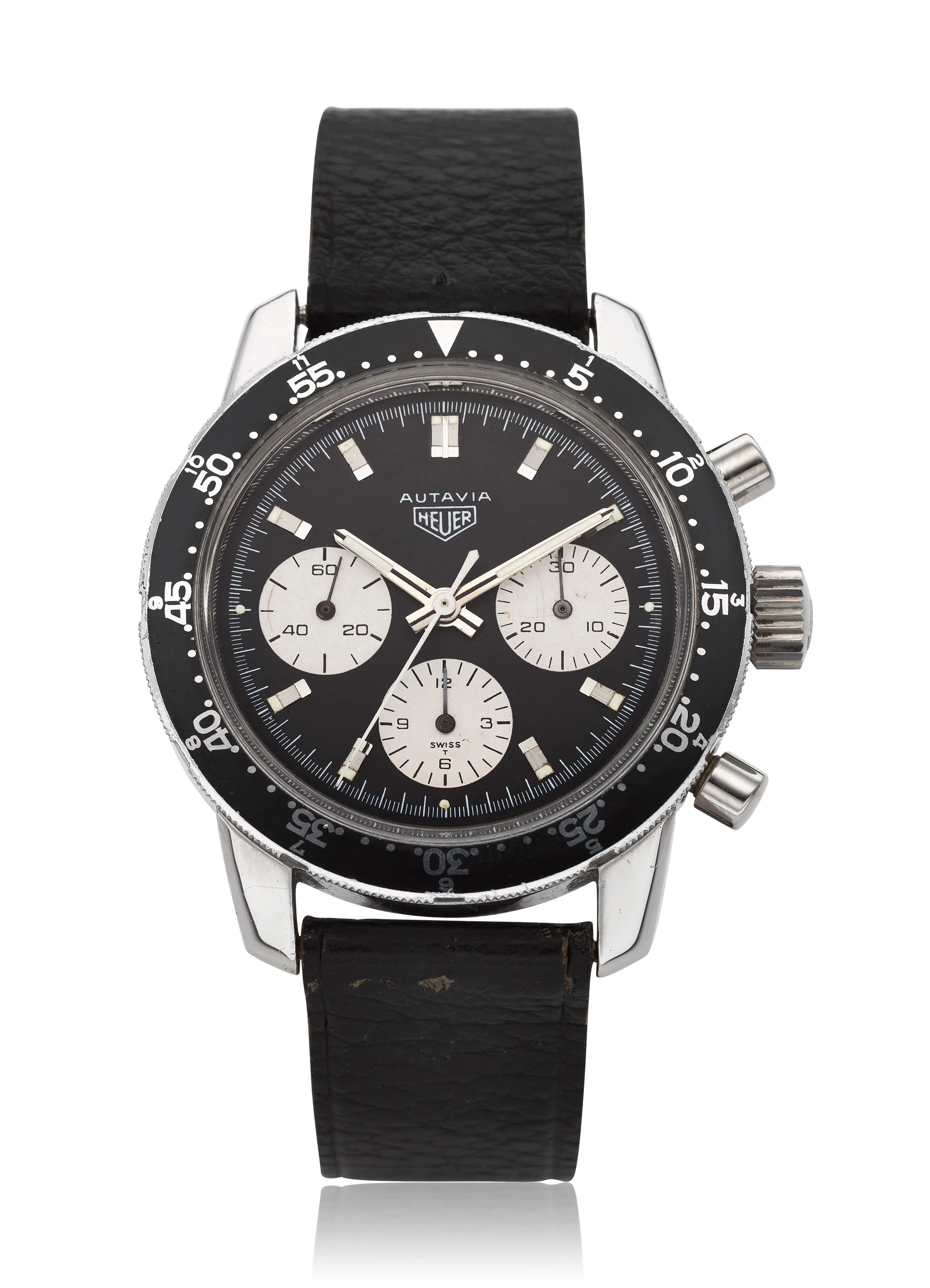 Heuer 2446C 40.5mm Stainless steel Black and white