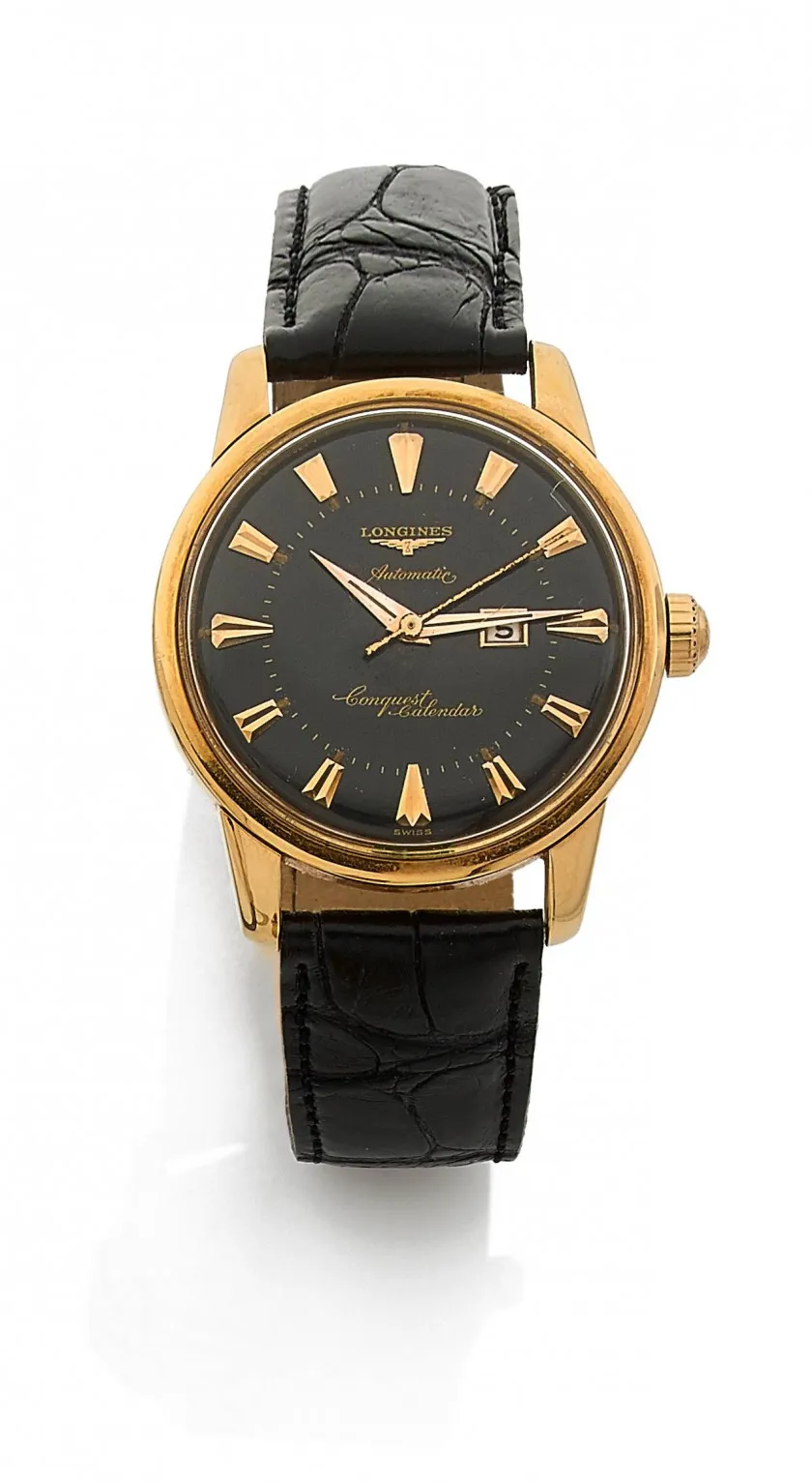 Longines Conquest 9005 35mm Yellow gold Black