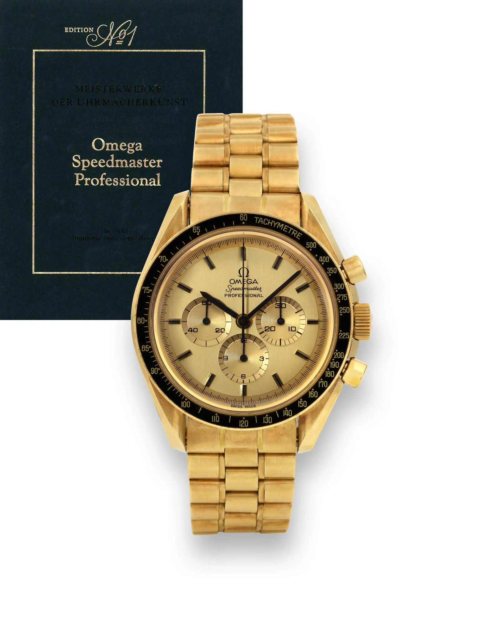 Omega Speedmaster BA 345.802 42mm Yellow gold Champagne