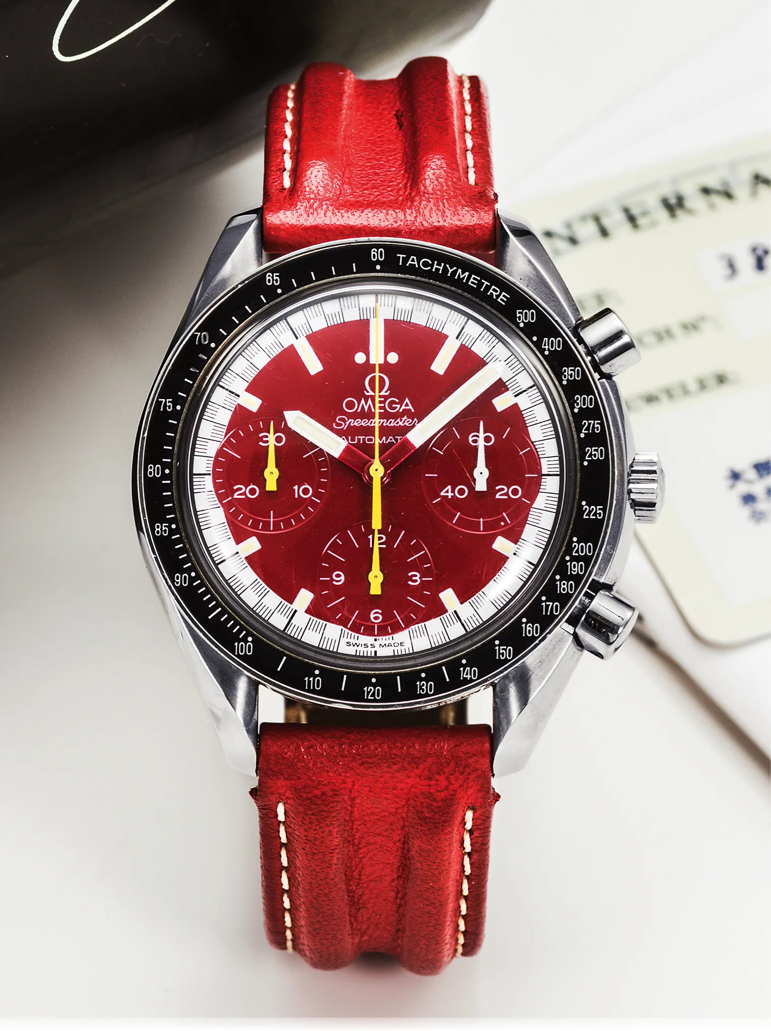 Omega Speedmaster Reduced 3810.61.41 39mm Stainless steel Red