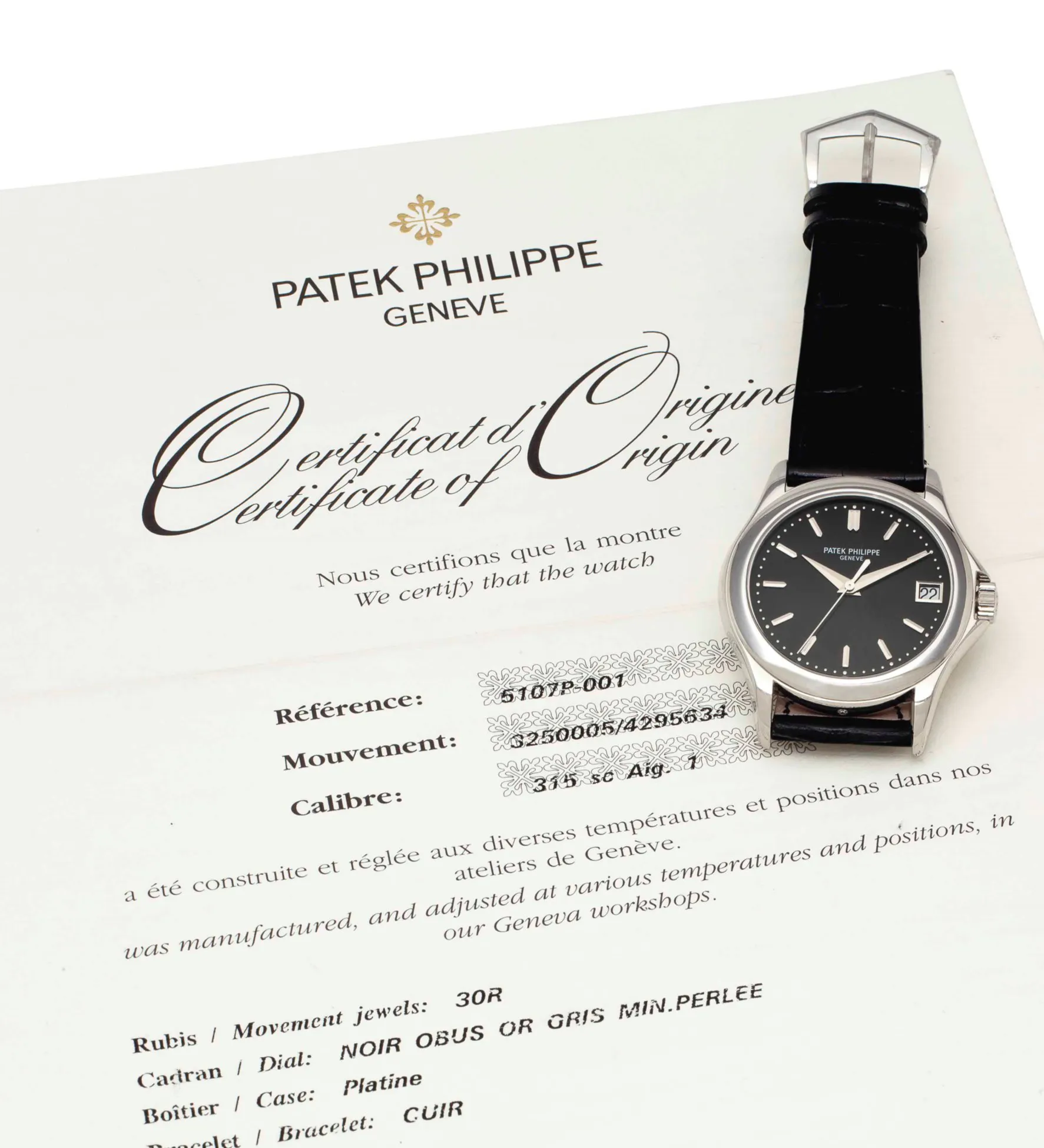 Patek Philippe 5107P 37mm Platinum Black