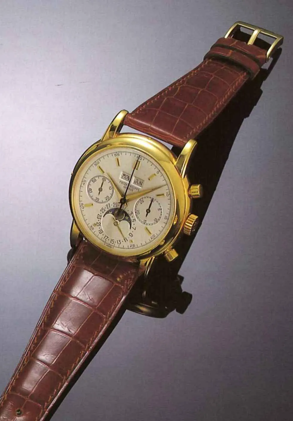 Patek Philippe Perpetual Calendar Chronograph 2499 38mm Yellow gold Silver