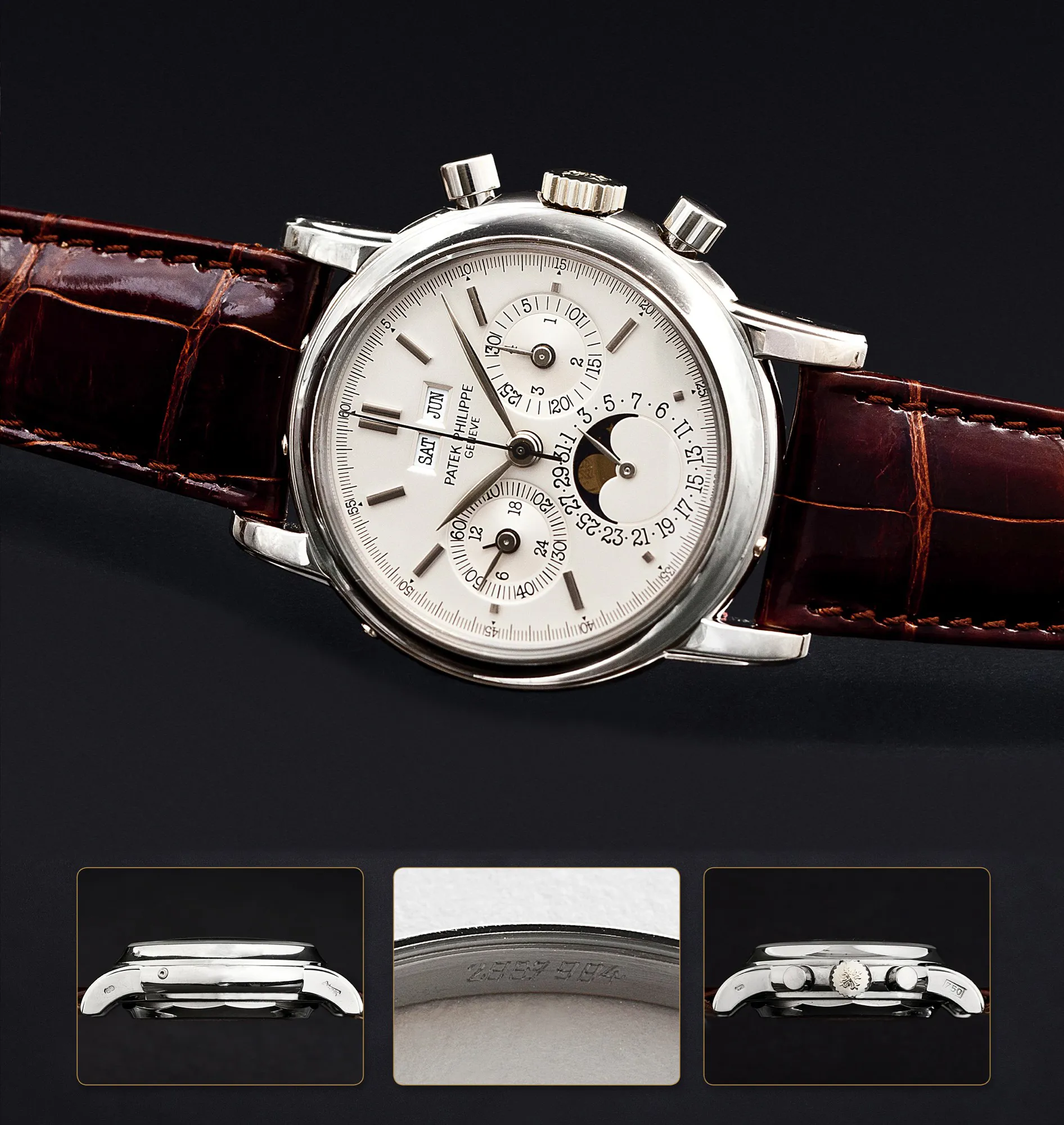 Patek Philippe Perpetual Calendar Chronograph 3971 36mm White gold Silver