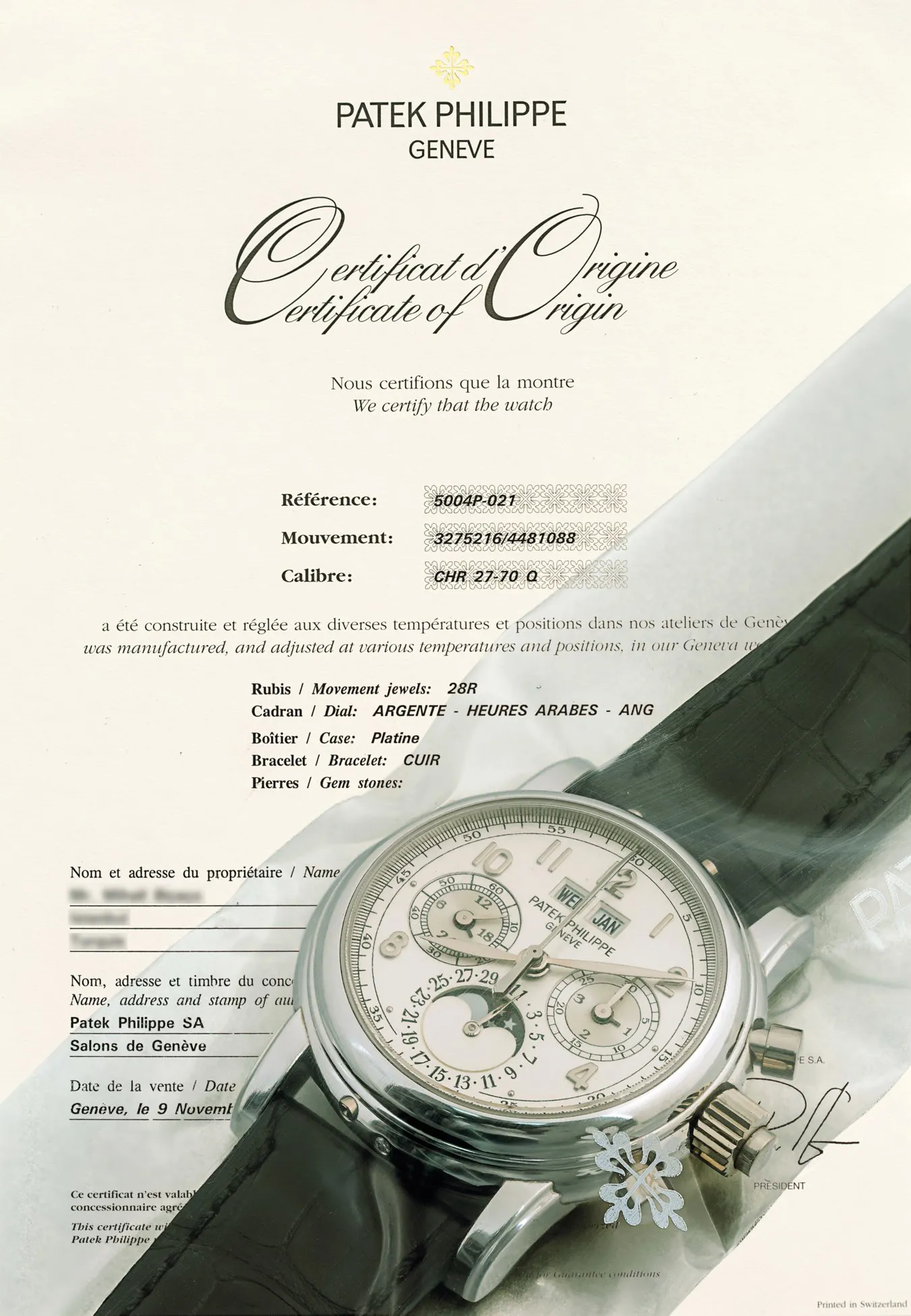 Patek Philippe Perpetual Calendar Split-Seconds Chronograph 5004P-021 37mm Platinum Silver 1