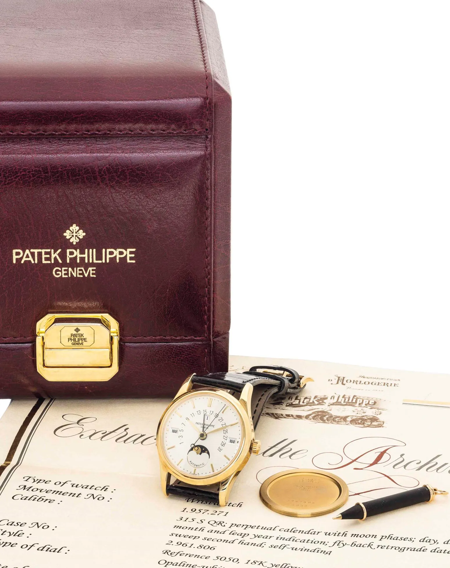 Patek Philippe Perpetual Calendar 5050J 35mm Yellow gold opaline white