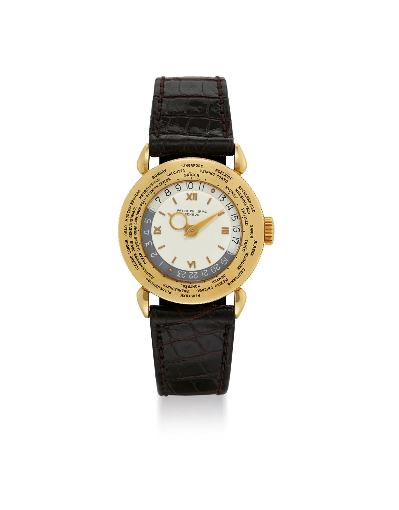 Patek Philippe World Time 1415 31mm Yellow gold Silver