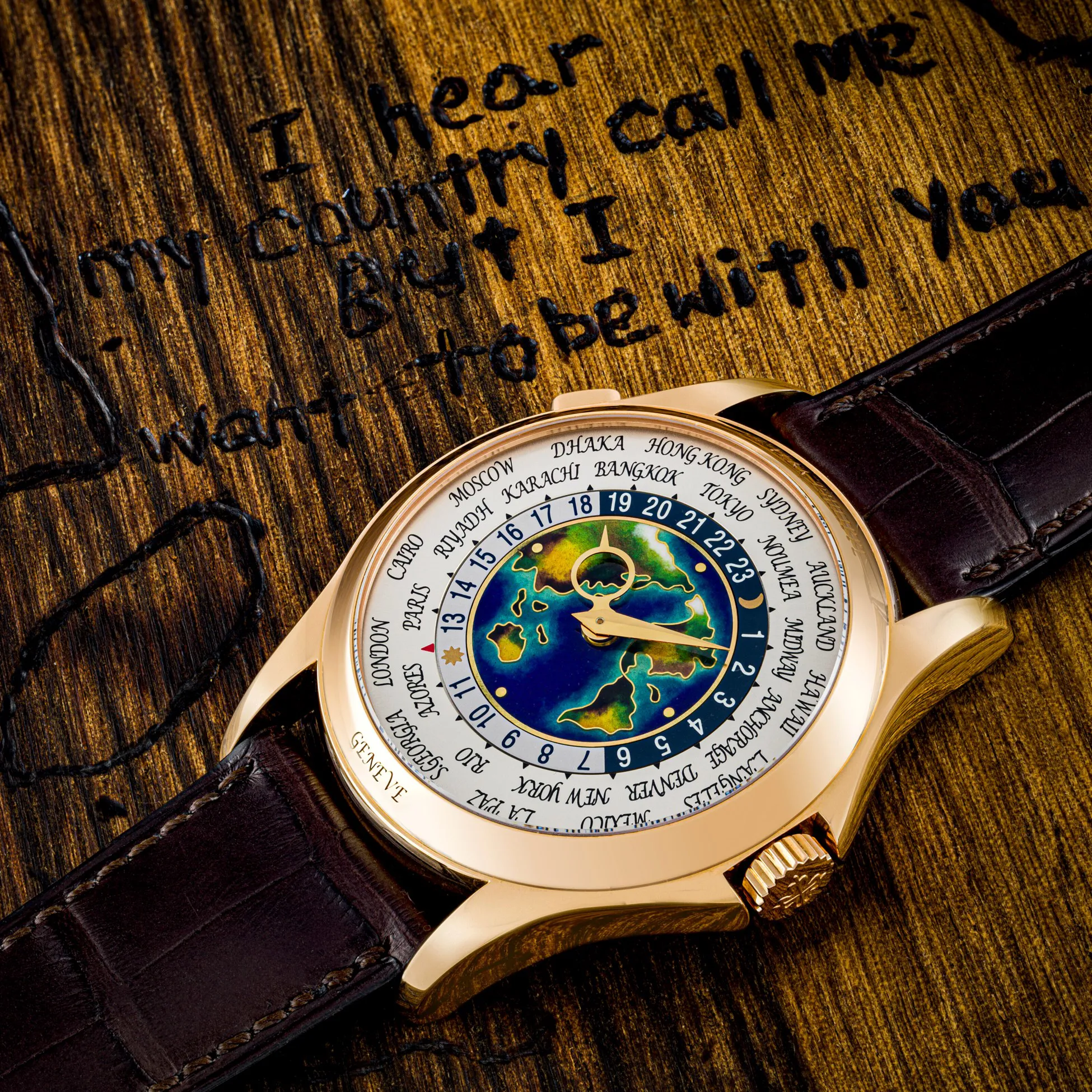 Patek Philippe World Time 5131R 39.5mm Rose gold Enamel