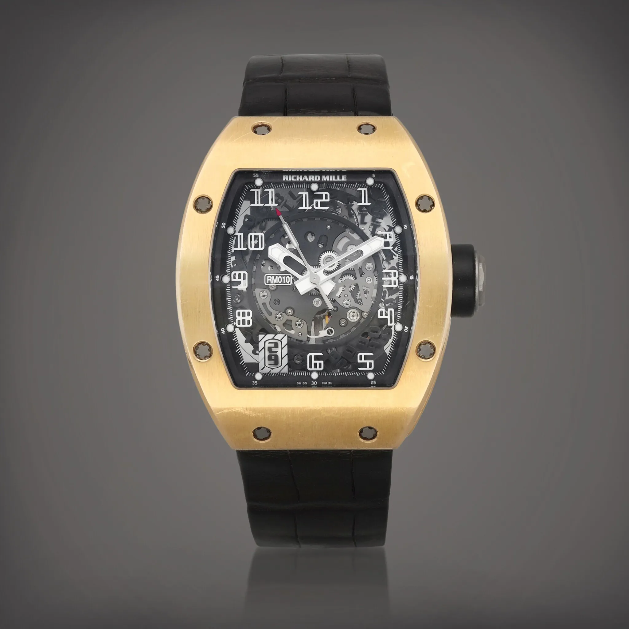 Richard Mille RM 010 RM 010 39mm Rose gold Semi-skeletonized