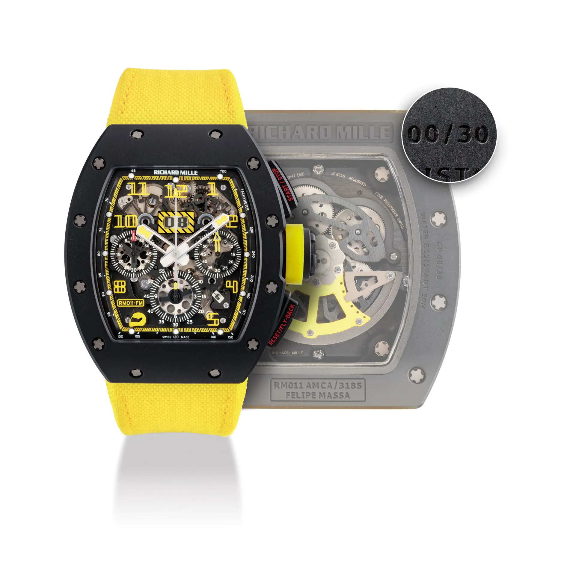 Richard Mille RM011 Felipe Massa RM011 AM CA 41.5mm Carbon fiber Skeletonised