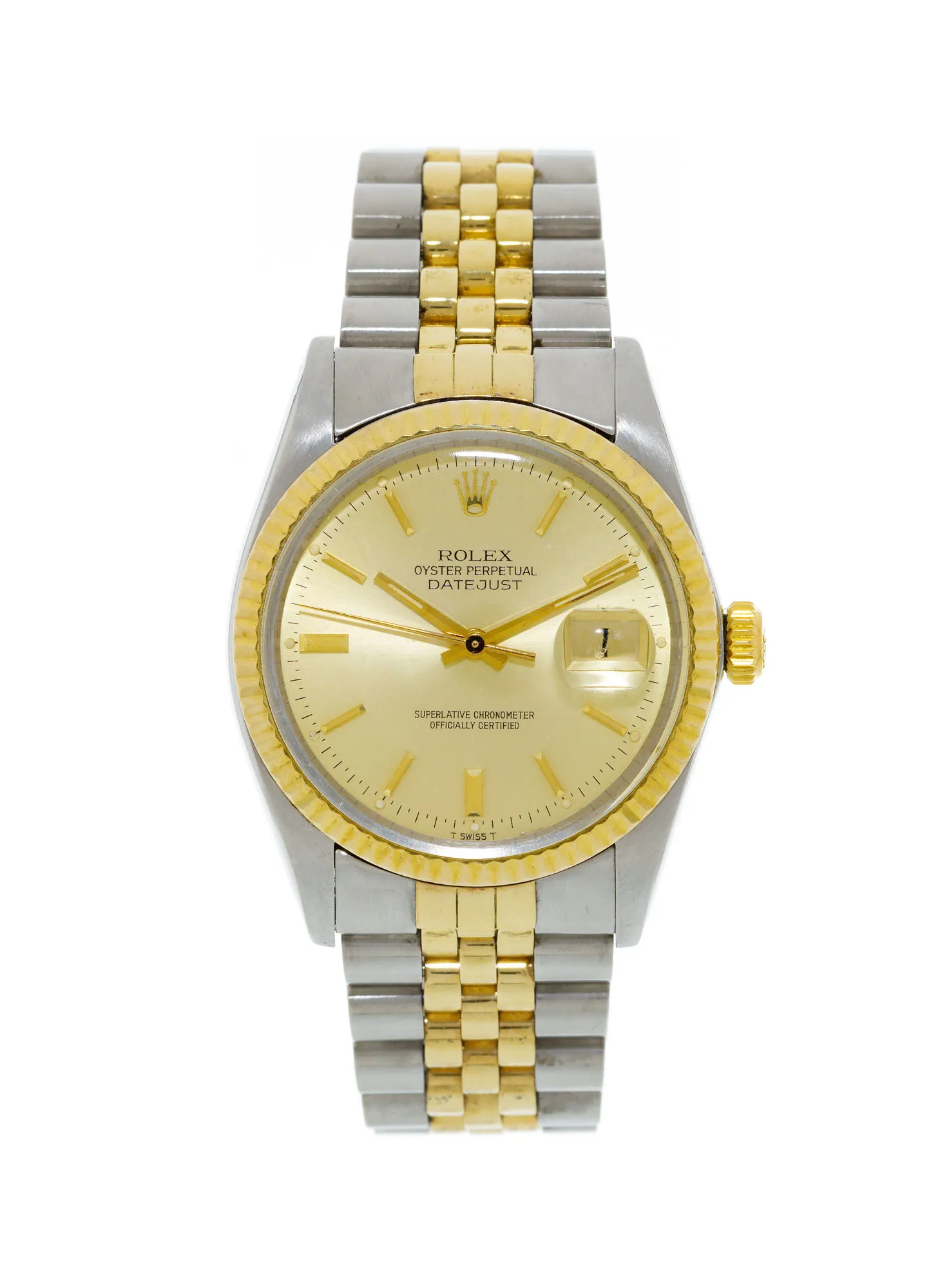 Rolex Datejust 16013 / 16000 34mm Yellow gold and stainless steel Champagne