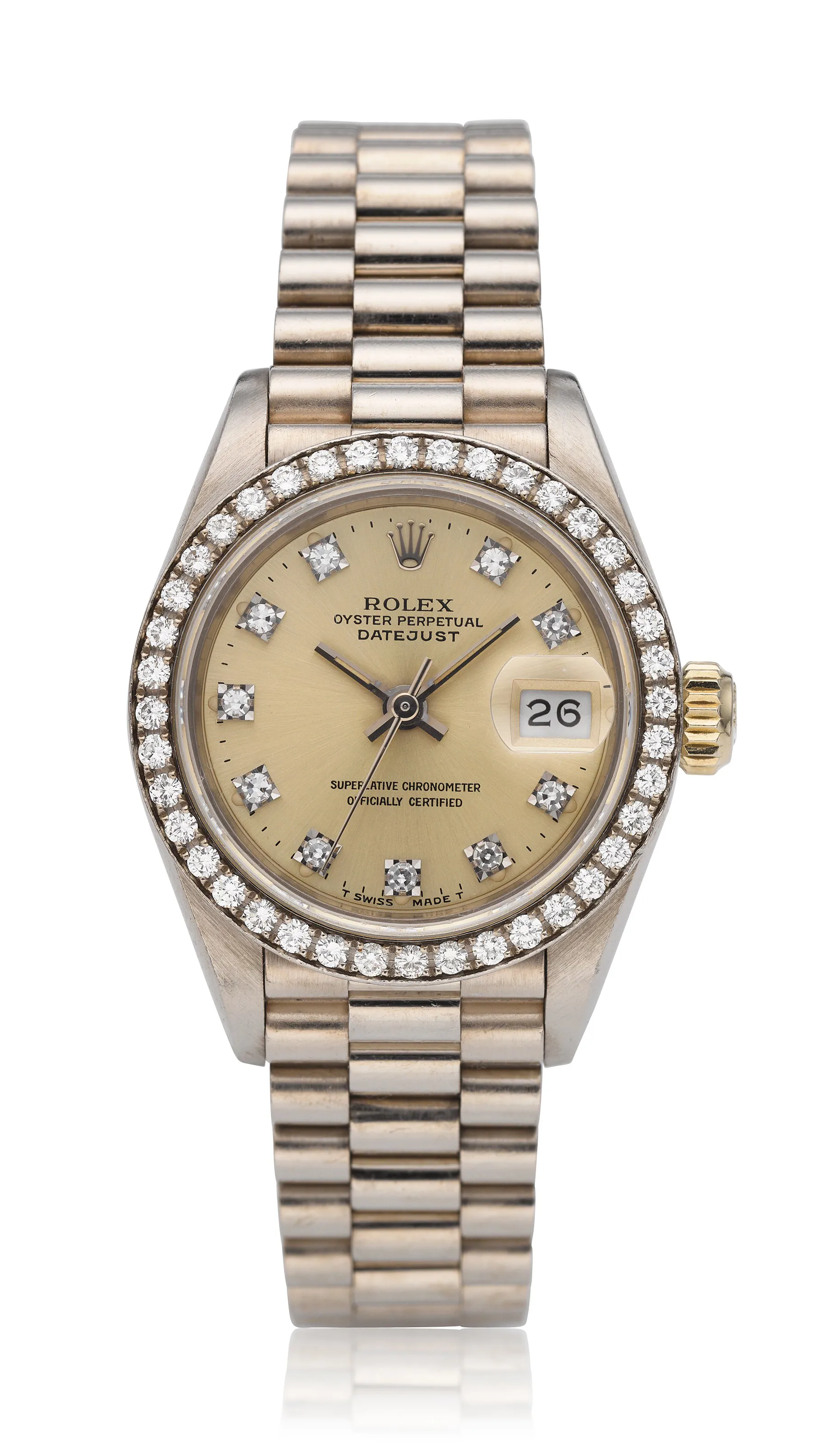 Rolex Lady-Datejust 69139 26mm White gold Champagne