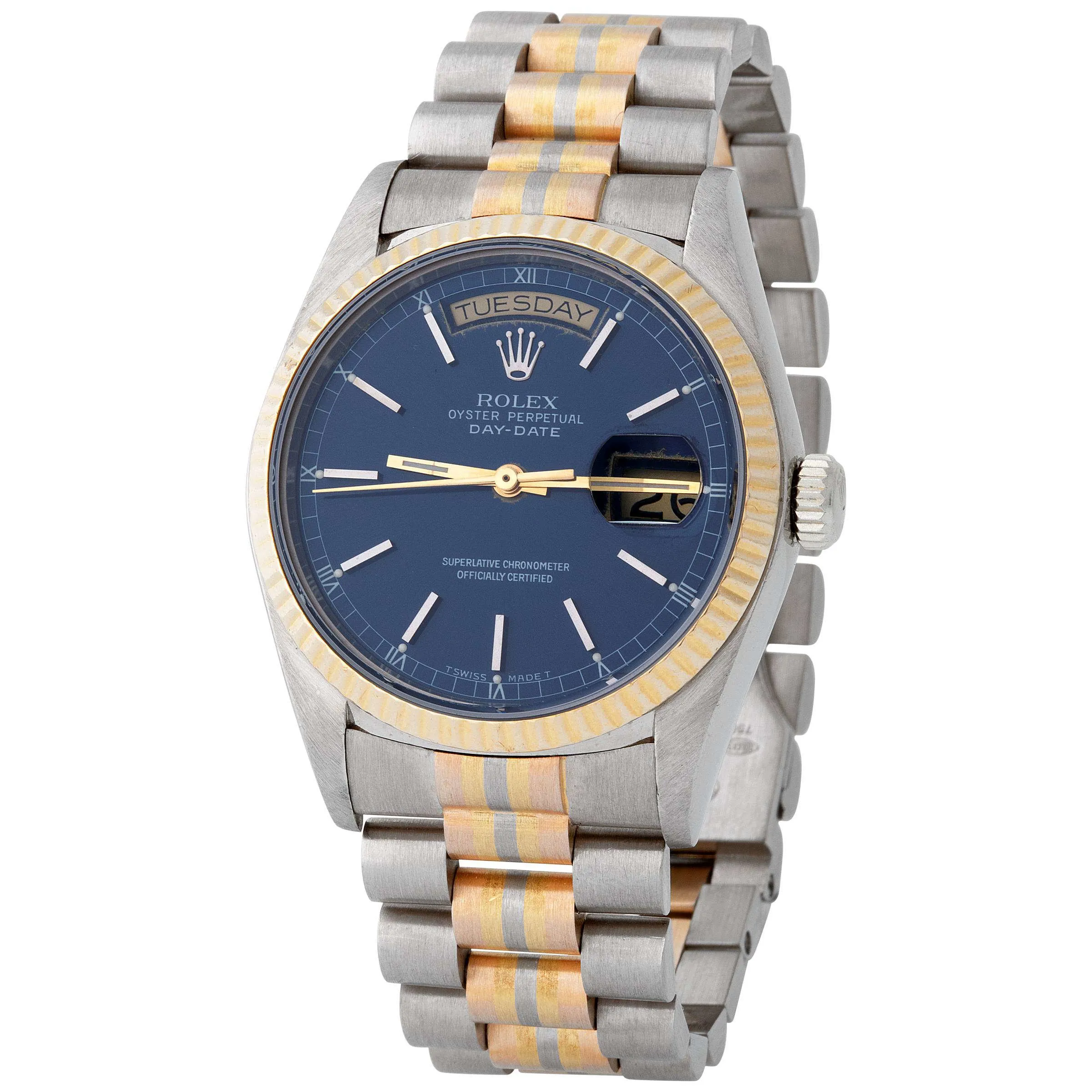 Rolex Day-Date 18039B 36mm Tricolored gold Blue