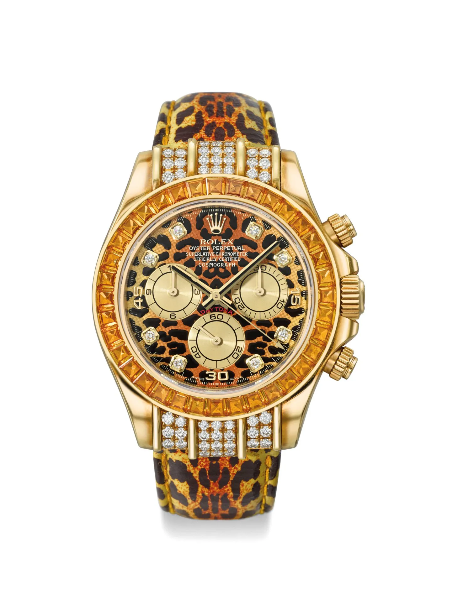 Rolex Daytona 116598 SACO 40mm Yellow gold and Diamond and Sapphire Animal Print