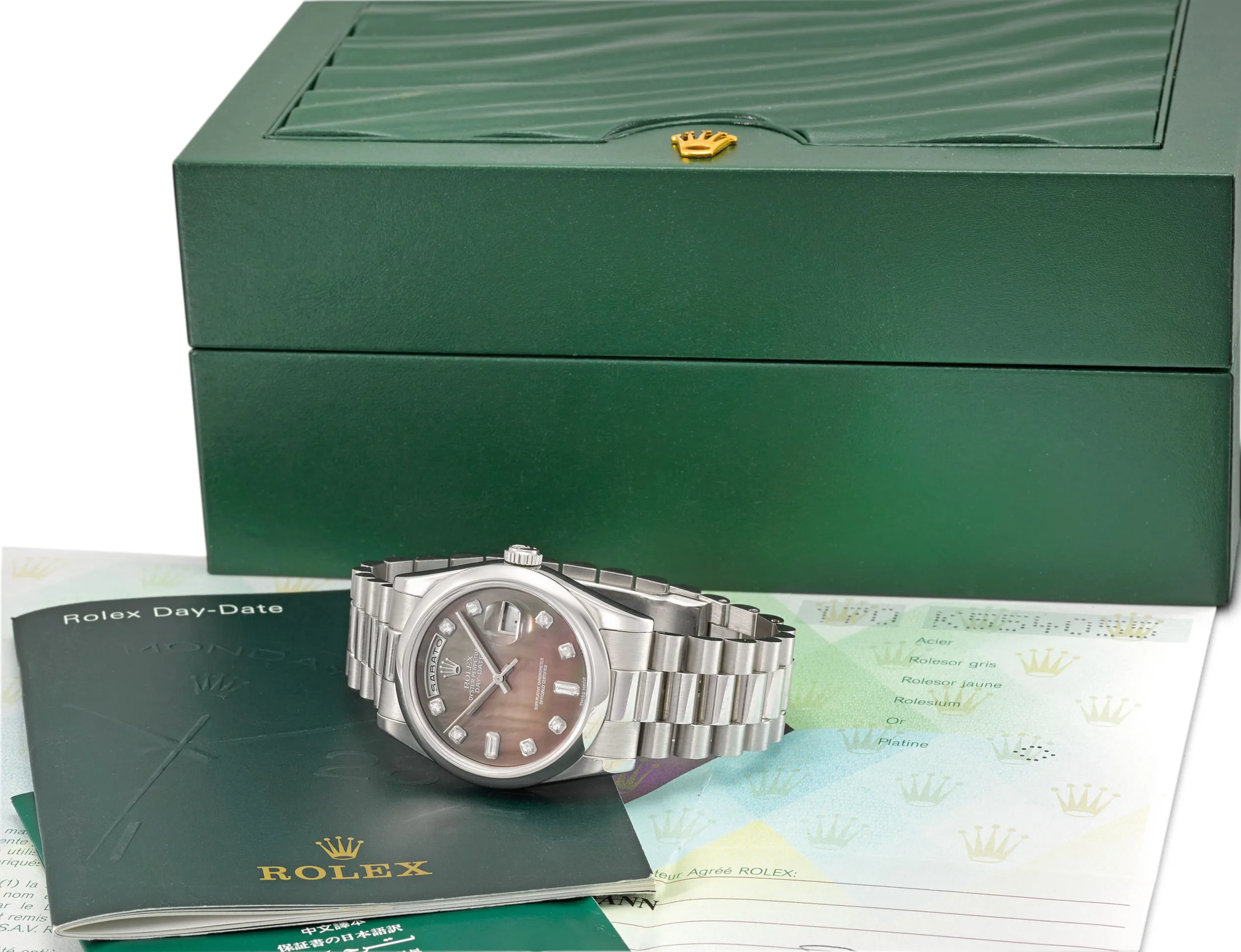 Rolex Day-Date 36 118206 36mm Platinum Wood