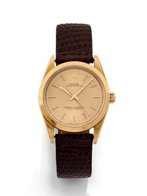 Rolex Oyster Perpetual 14208 34mm 18k yellow gold Champagne