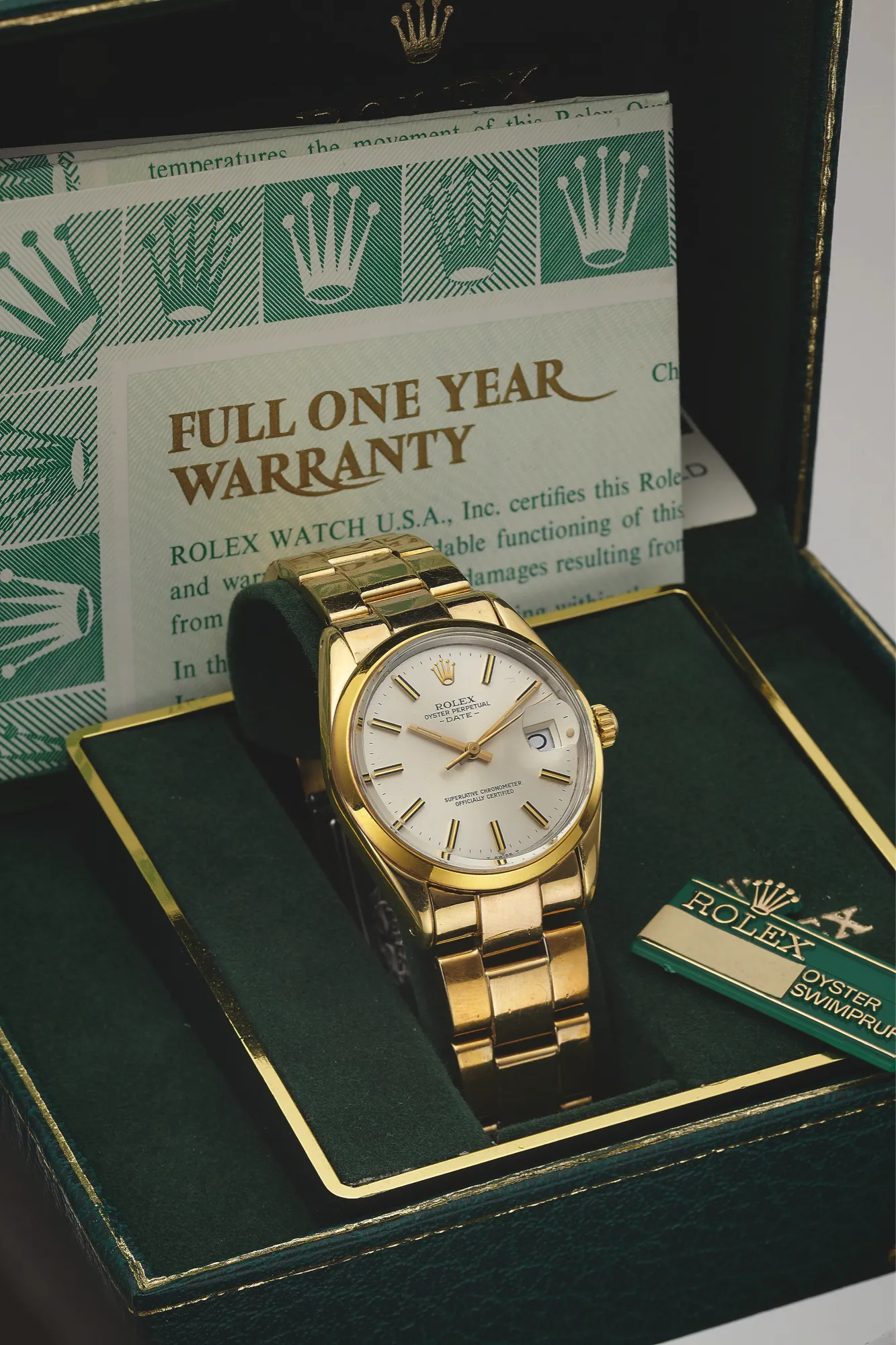 Rolex Oyster Perpetual Date 15505 34mm Yellow gold Silver