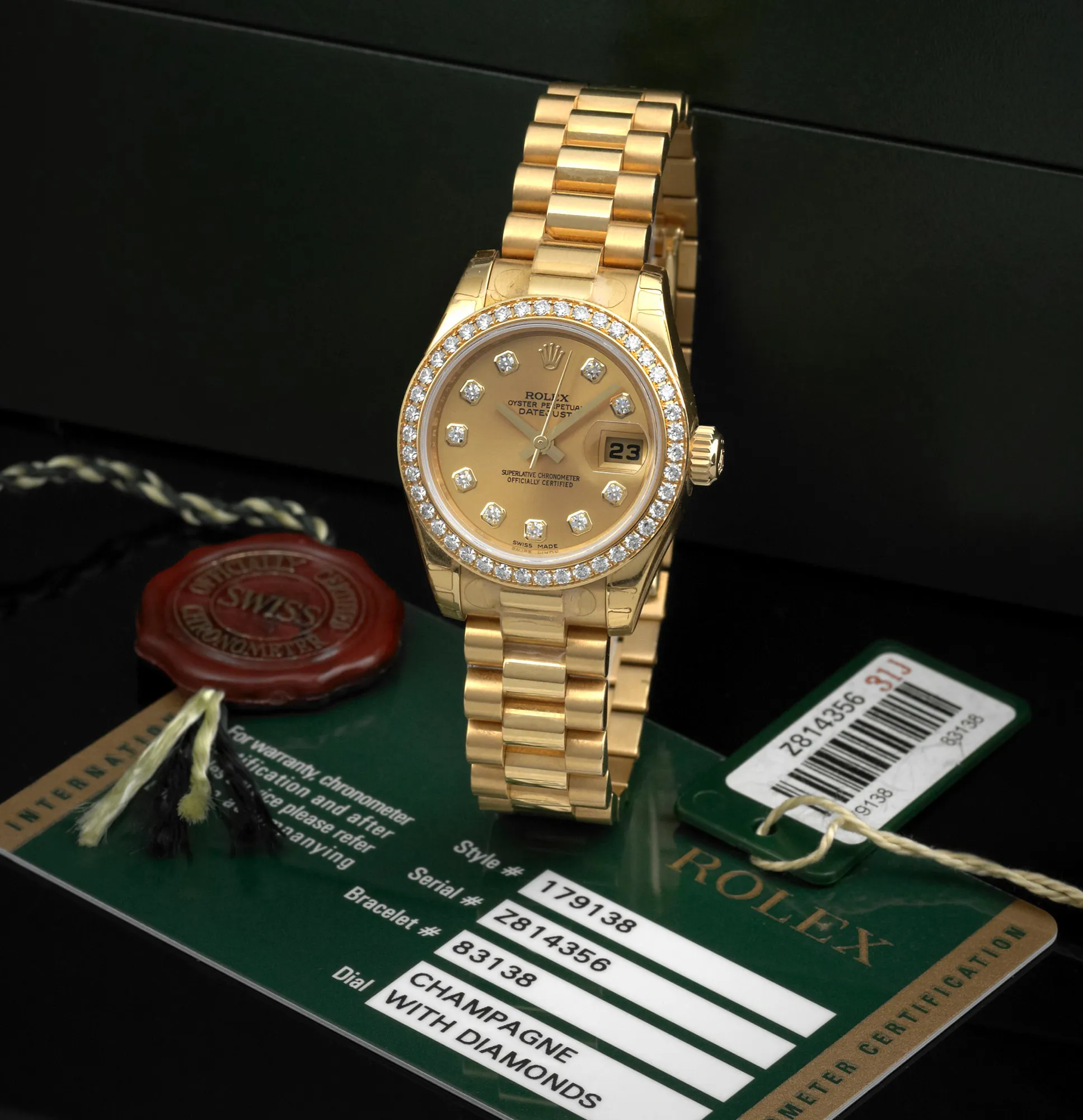 Rolex Lady-Datejust 179138 26mm Yellow gold Champagne