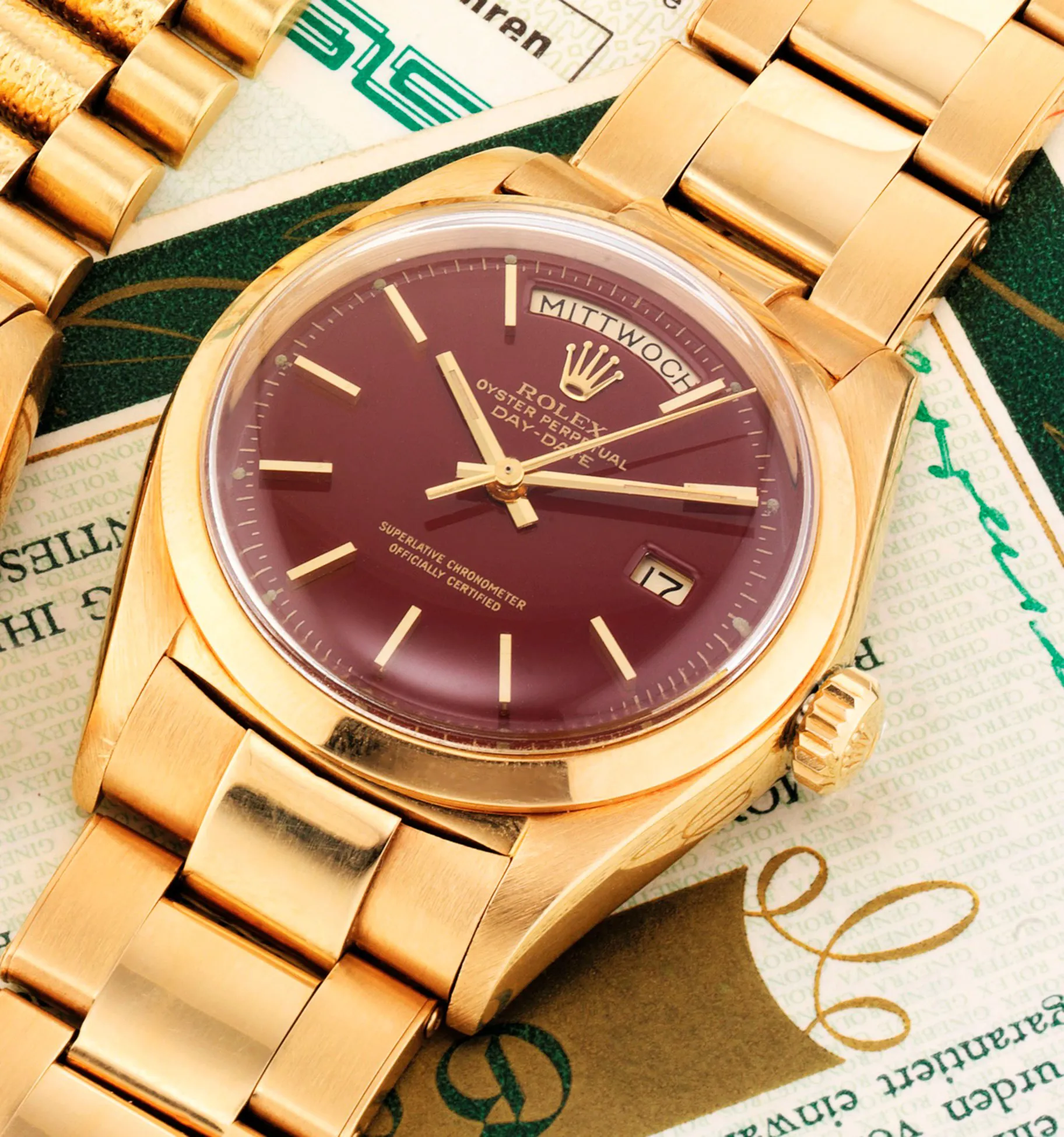 Rolex Day-Date 36 1802 36mm Yellow gold Oxblood