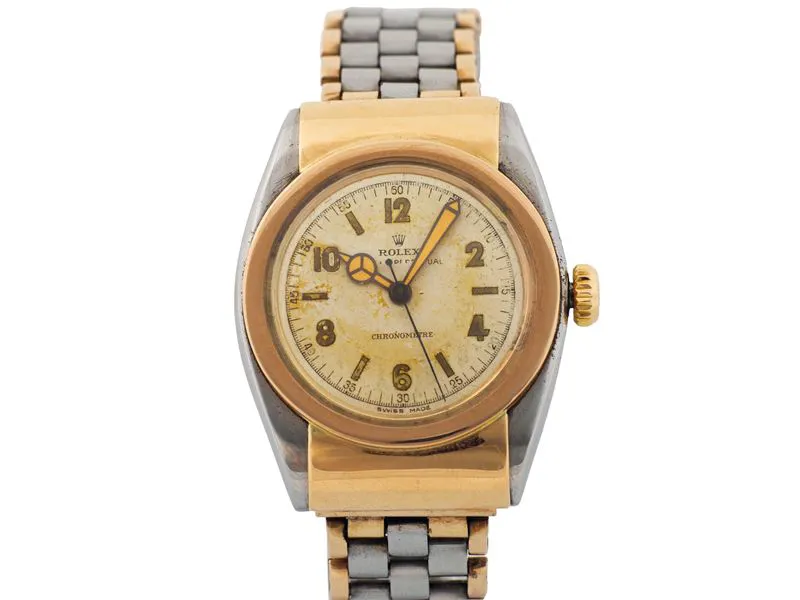 Rolex Oyster Perpetual 3065 32mm Yellow gold and stainless steel Cream