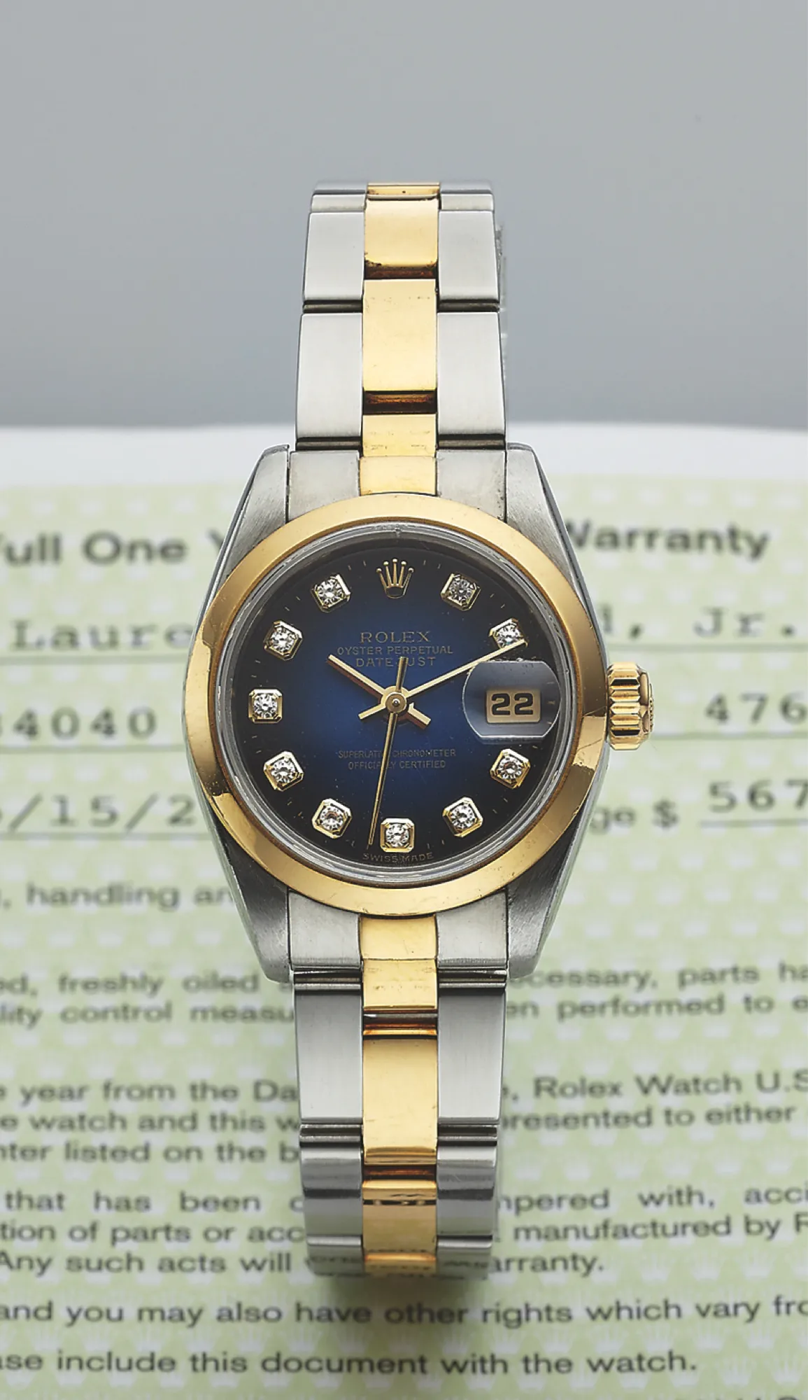 Rolex Lady-Datejust 69163 26mm Yellow gold Blue