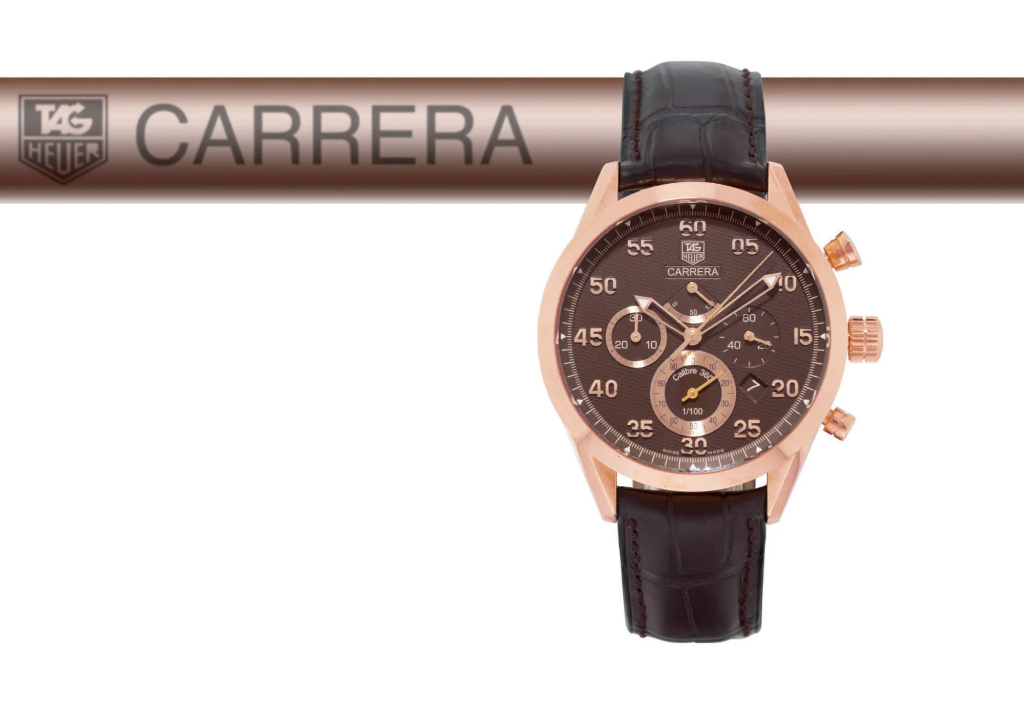 TAG Heuer Carrera Calibre 36 41mm Rose gold Brown guilloché