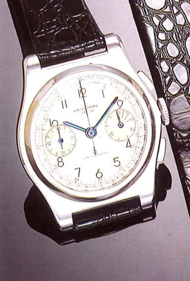 Universal Genève Compax 38mm Stainless steel White