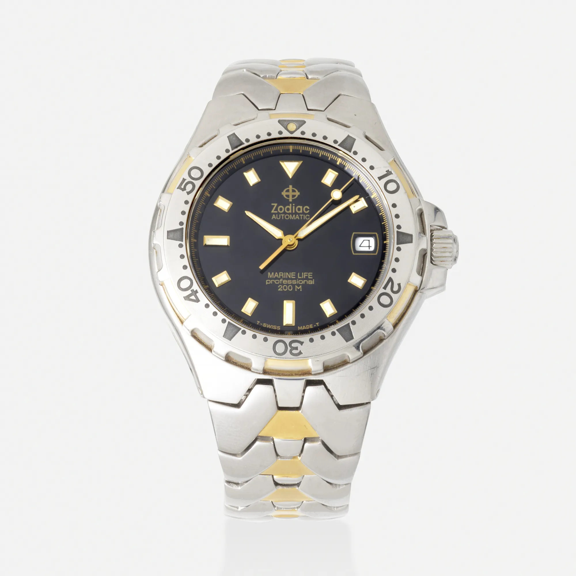 Zodiac 39mm Yellow gold and Stainless steel Black