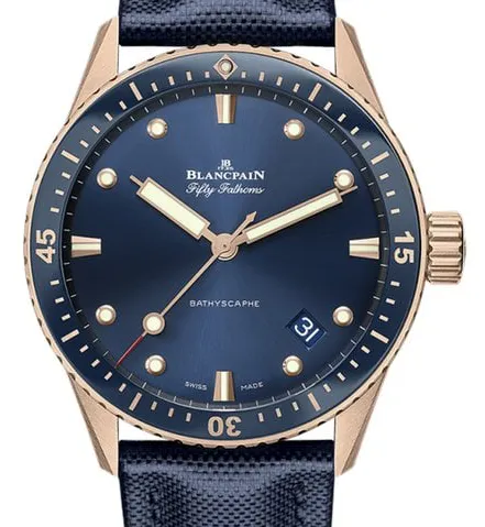 Blancpain Fifty Fathoms 5000-36S40-O52A 43mm Rose gold Blue