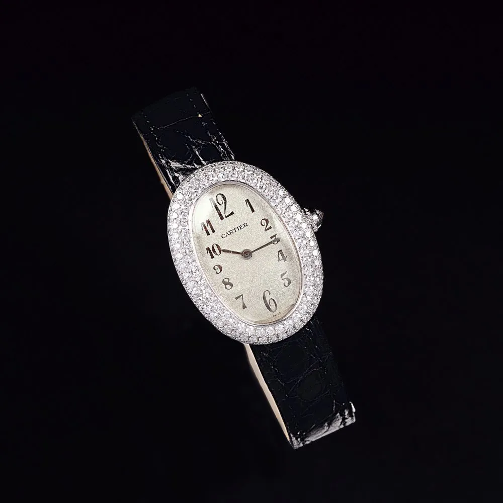 Cartier Baignoire 1955 31mm White gold Cream