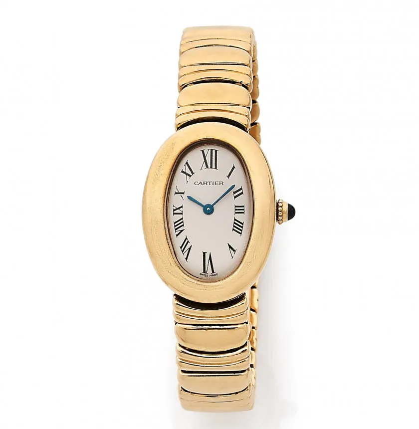 Cartier Baignoire 19521 22.5mm Yellow gold Silver