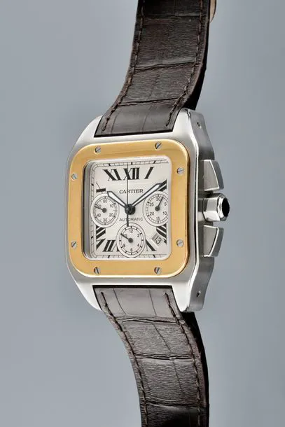 Cartier Santos 2740 41mm Yellow gold and Stainless steel Silver