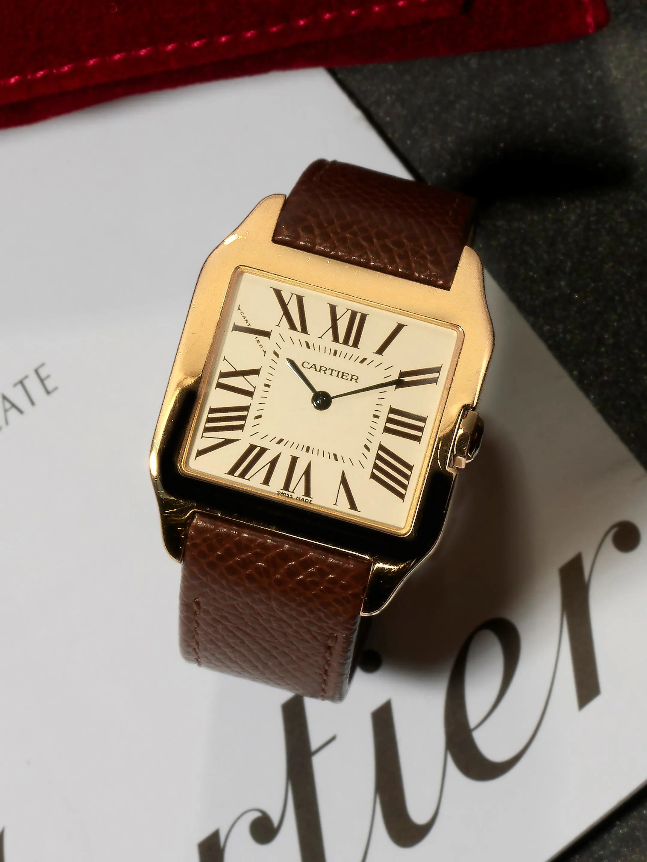 Cartier Santos W2009251 30mm Yellow gold Silver