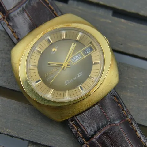 Enicar Sherpa 167-10-01 40mm Yellow gold and Stainless steel Brown