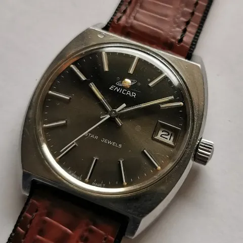 Enicar 39mm Stainless steel Brown