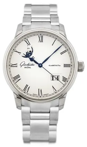 Glashütte Senator Panorama Date Moon Pha 1-00-04-32-12-14 or 100-04-32-12-14 40mm Stainless steel Silver