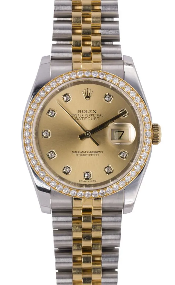 Rolex Datejust 36 116243 36mm Yellow gold and Stainless steel Champagne