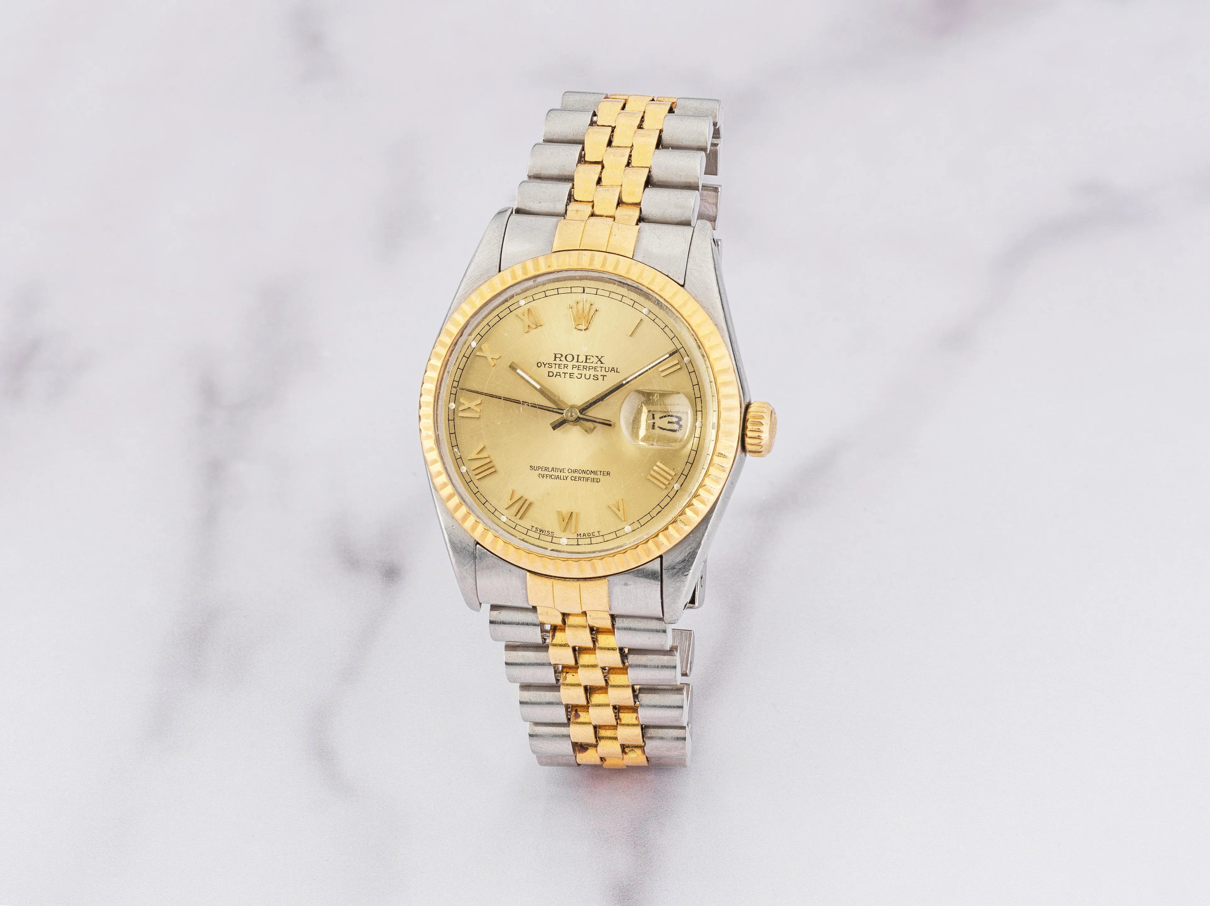 Rolex Datejust 36 16013 36mm Yellow gold and stainless steel Champagne