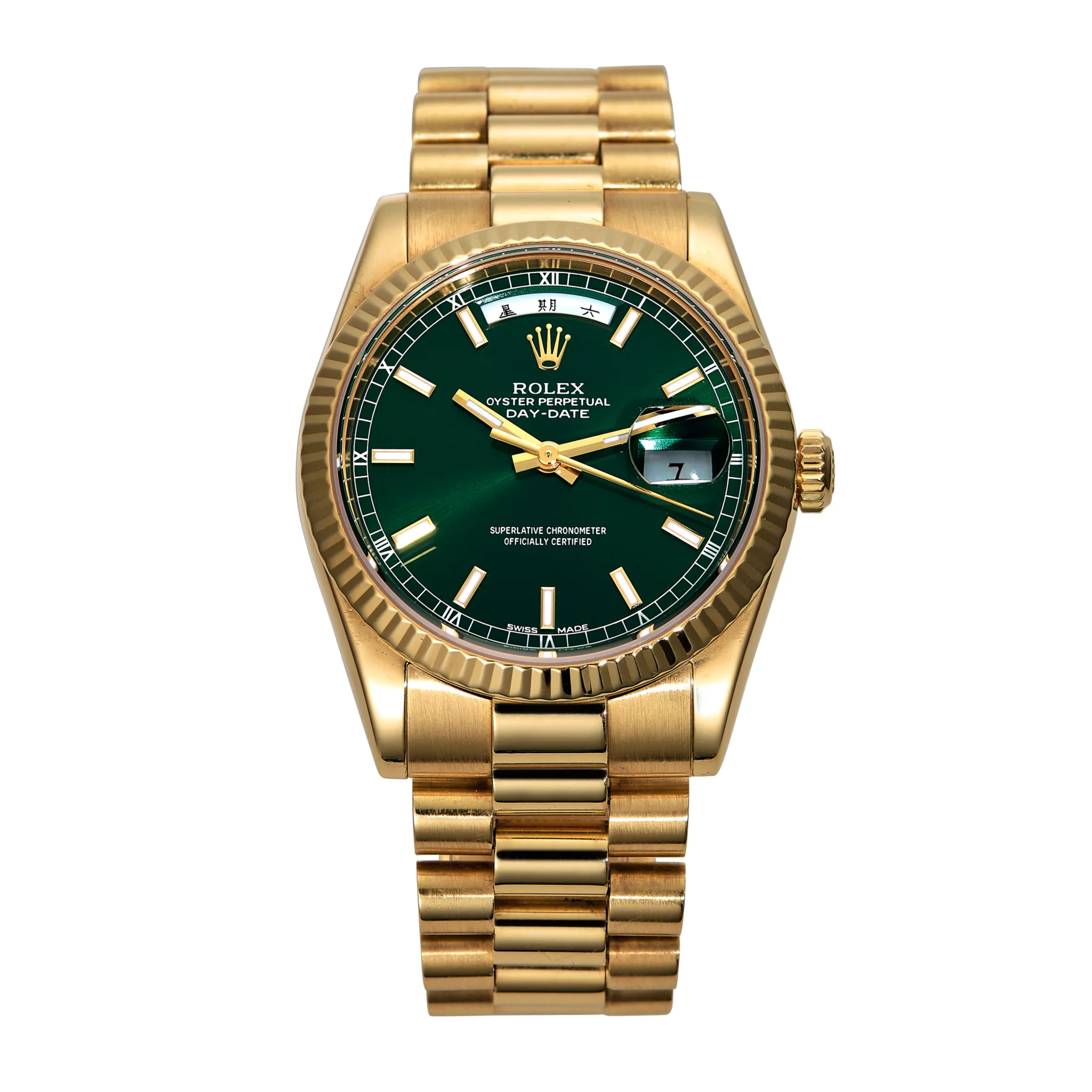 Rolex Day-Date 36 118238 36mm Yellow gold Green