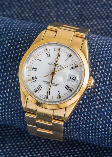 Rolex Oyster Perpetual Date 15505 34mm Gold-plated White