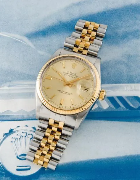 Rolex Datejust 16013 F 36mm Yellow gold and stainless steel Champagne