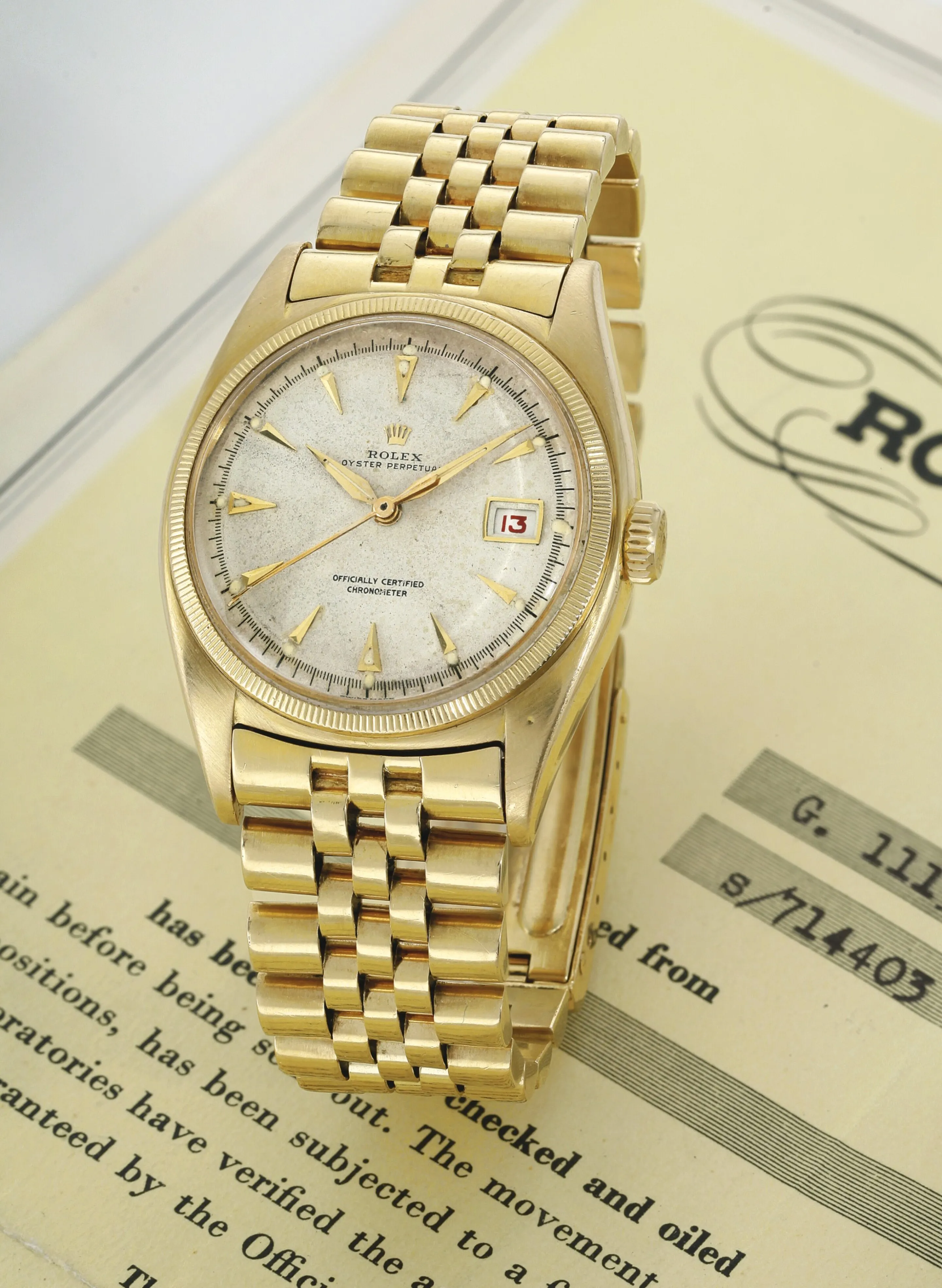 Rolex Oyster Perpetual 6075 35mm Yellow gold Silver