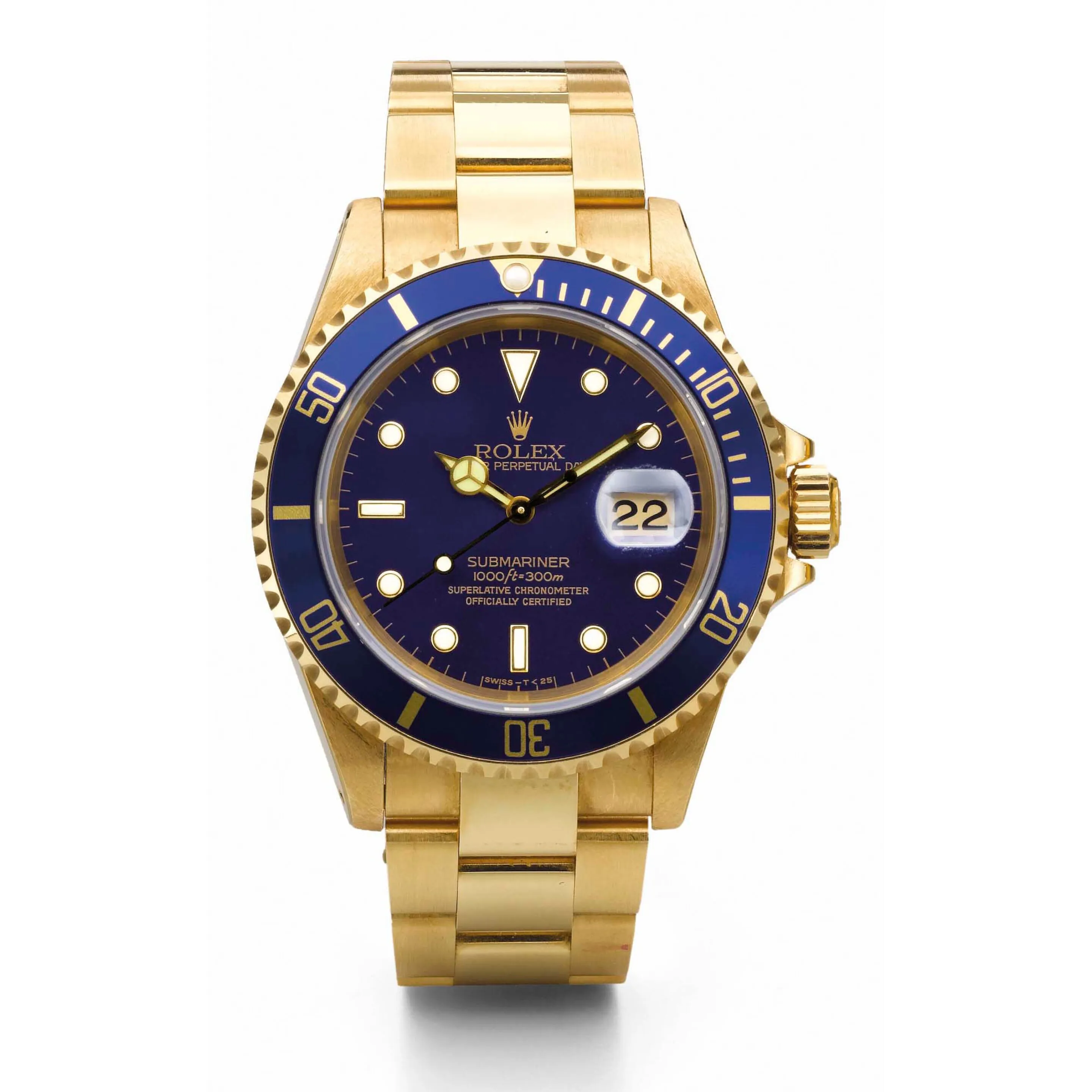 Rolex Submariner 16618 40mm Yellow gold Blue