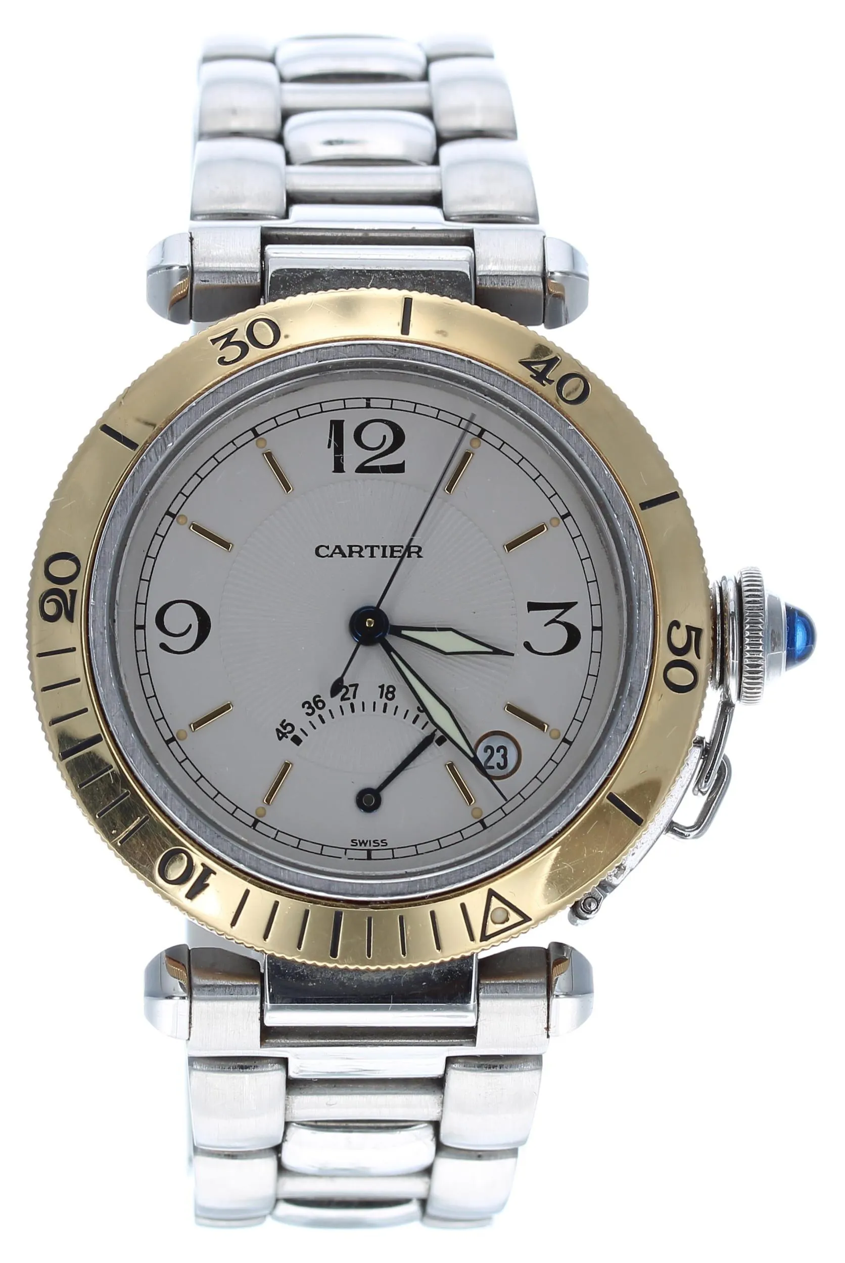 Cartier Pasha 1033 39mm Yellow gold and stainless steel Silver