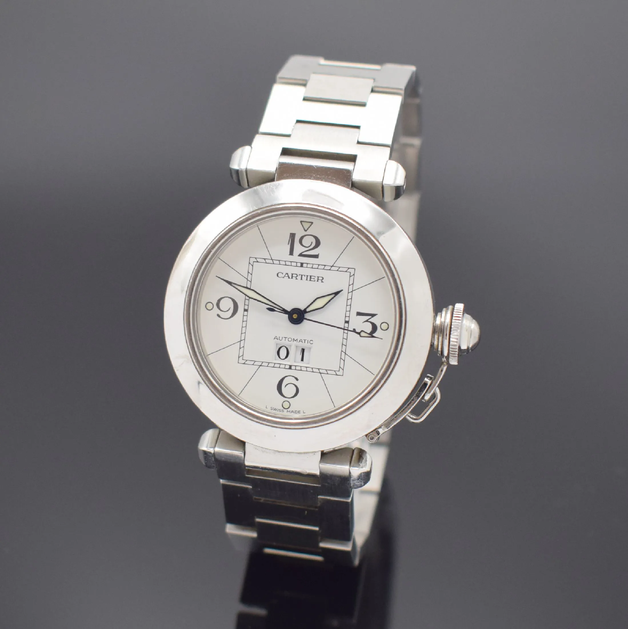 Cartier Pasha C 2475 35mm Stainless steel White