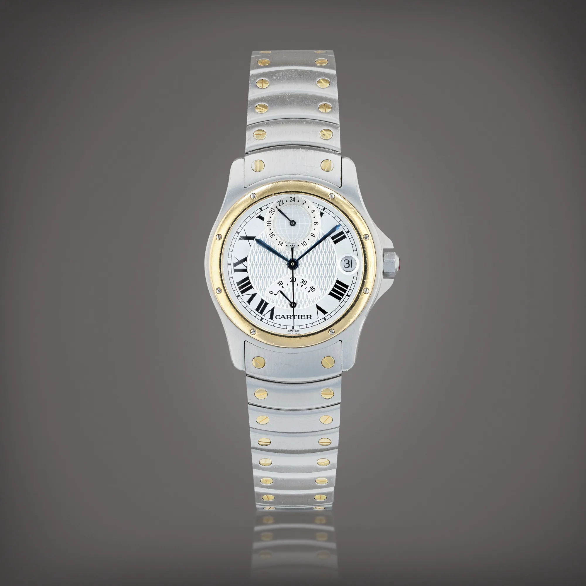 Cartier Santos W20038R3 33.5mm Yellow gold Silver